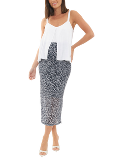 Ripe Kara Mesh Floral Print Maternity Skirt, Navy/White, Navy/White