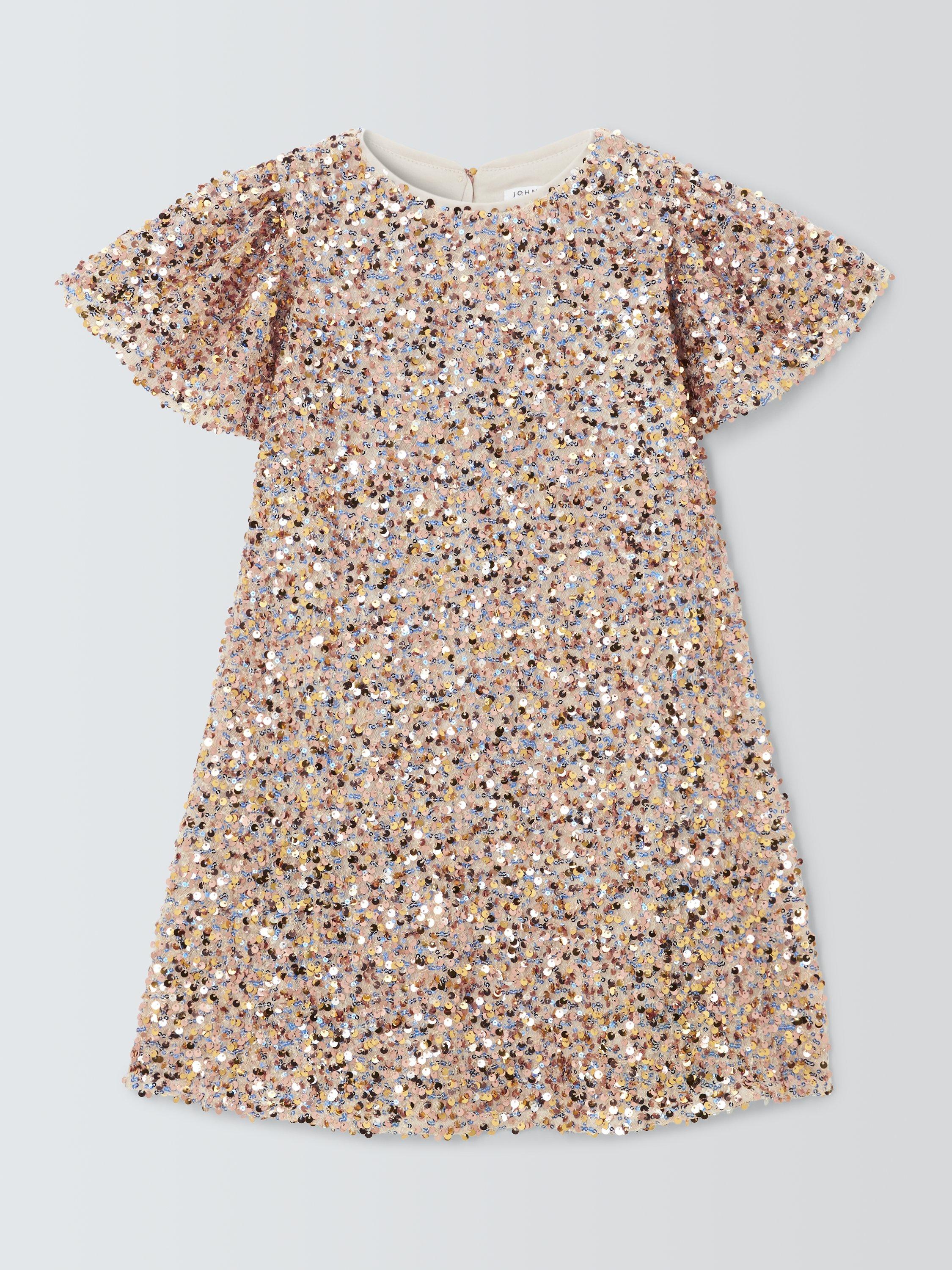 Product image 3 of 7, which shows John Lewis Kids' Sequin Mesh Party Dress, Multi, 4 years