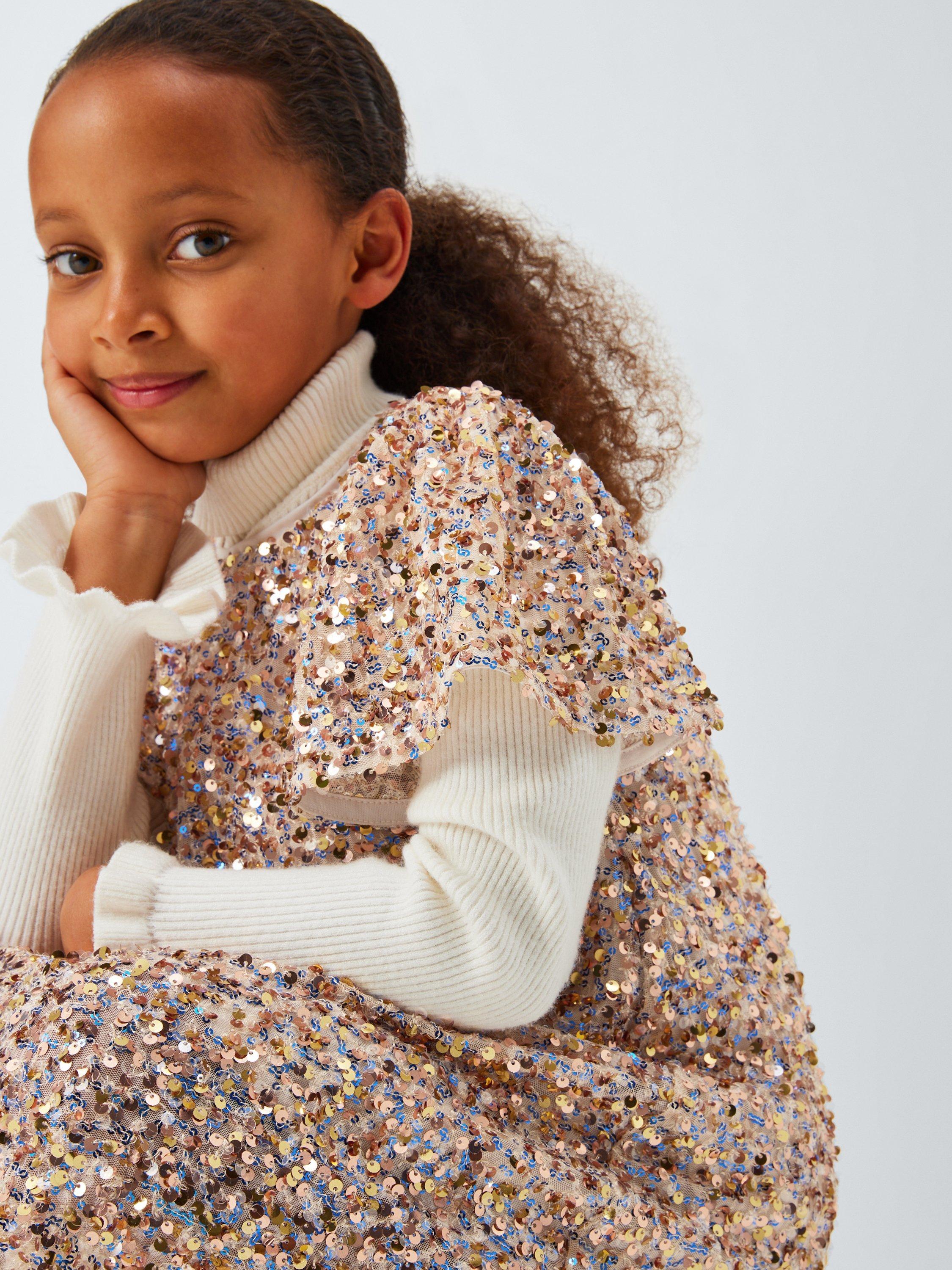 Product image 7 of 7, which shows John Lewis Kids' Sequin Mesh Party Dress, Multi, 4 years