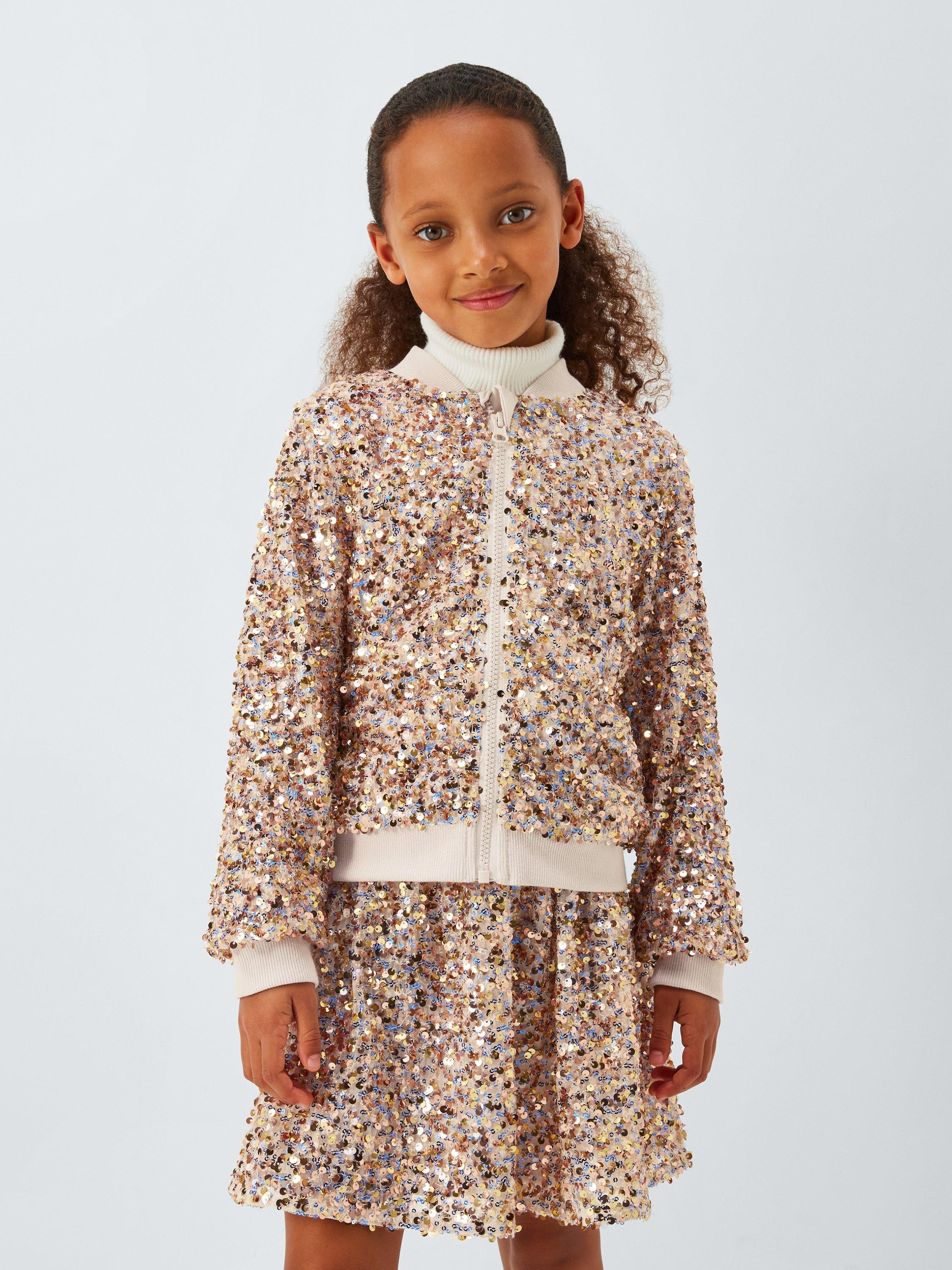 Product image 1 of 7, which shows John Lewis Kids' Sequin Bomber Jacket, Multi, 9 years