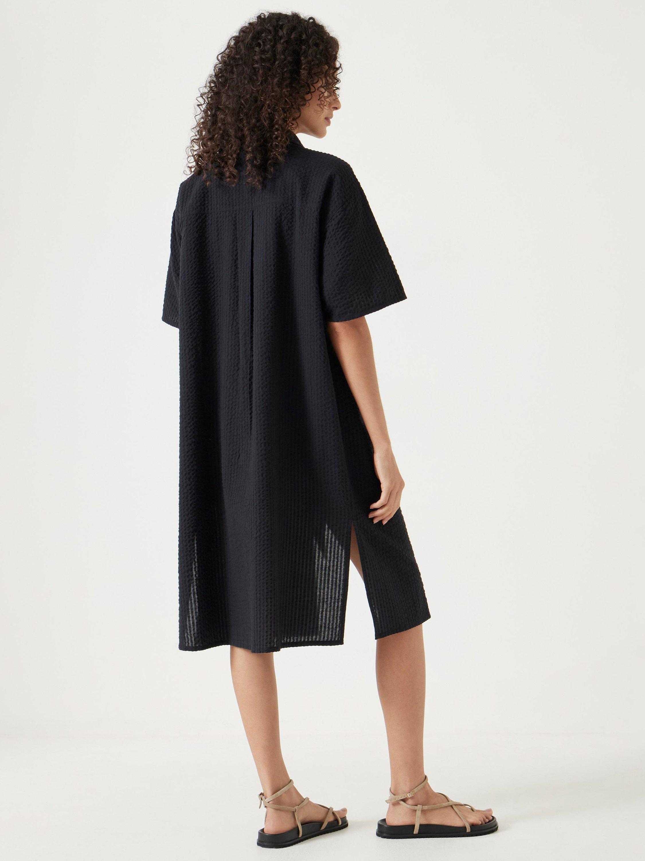 Product image 2 of 5, which shows HUSH Seersucker Tie Front Beach Dress, Black, XS-S