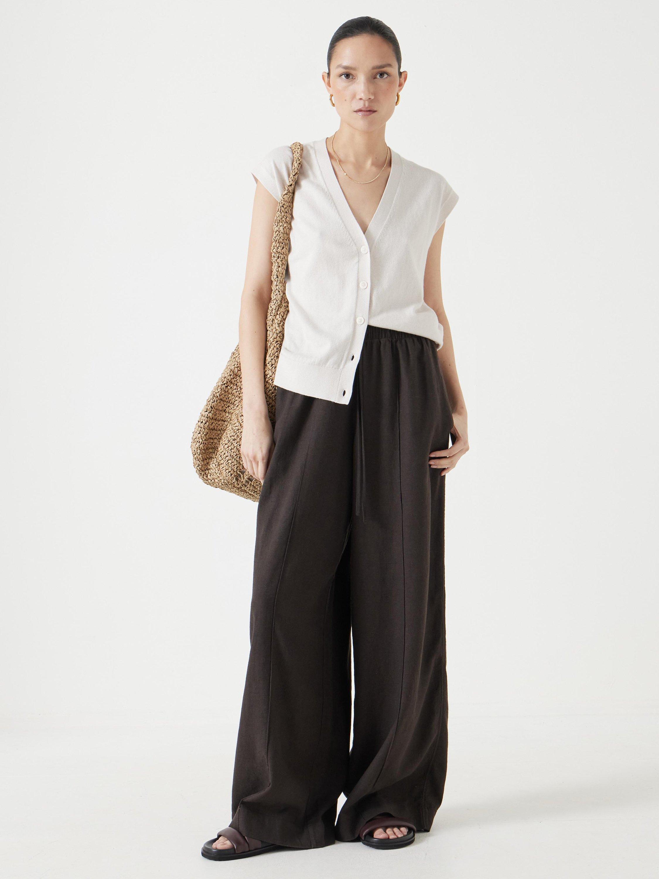 Product image 2 of 5, which shows HUSH Button Knit Vest Top, Off White, XXS