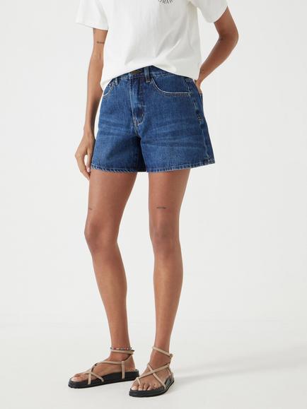 HUSH Essential Denim Shorts, Mid Blue