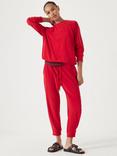 HUSH Raglan Sleeve Towelling Sweatshirt, Bright Red