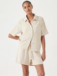 HUSH Terry Towelling Short Sleeve Shirt, Stone White