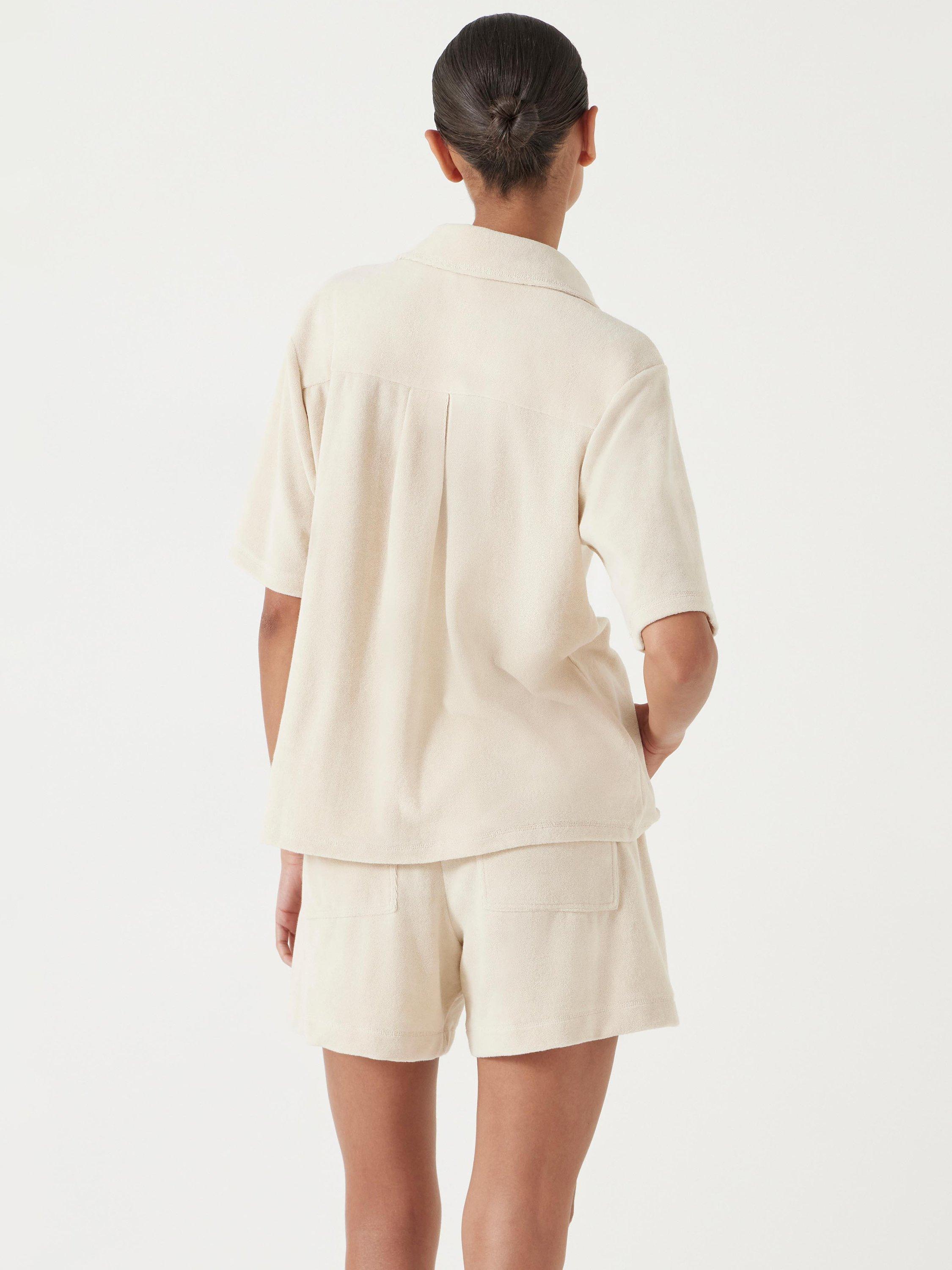 Product image 3 of 6, which shows HUSH Terry Towelling Short Sleeve Shirt, Stone White, L