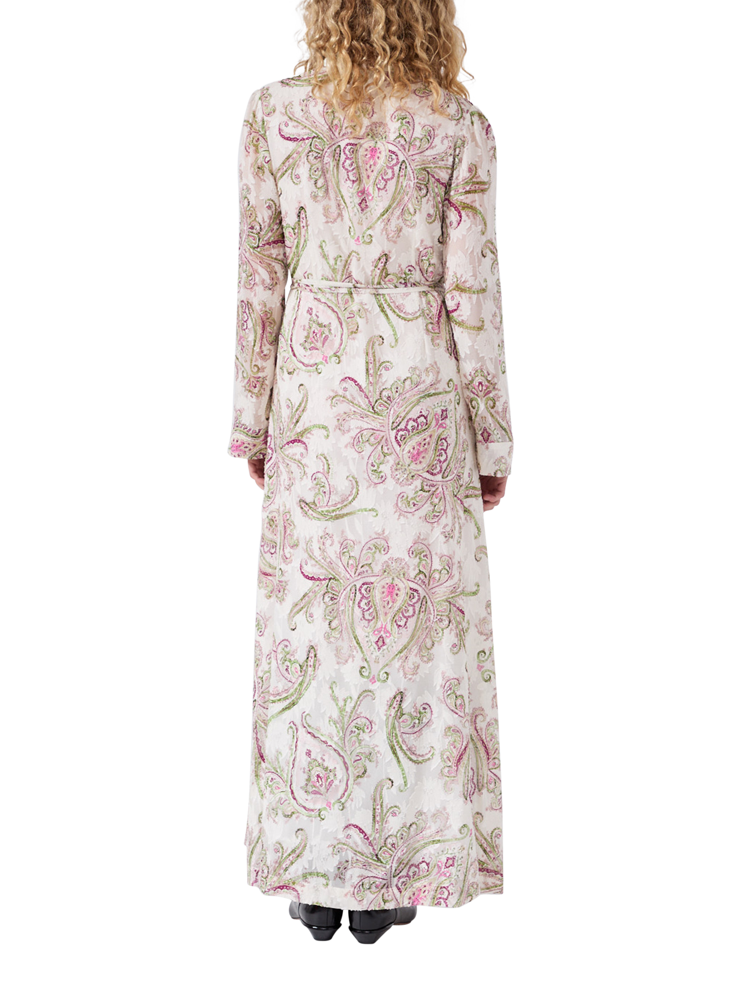 Product image 5 of 5, which shows Hayley Menzies Bianca Paisley Silk Rich Shirt Maxi Dress, Cream/Multi, XS