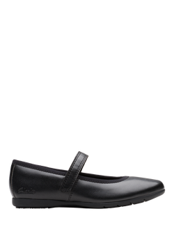 Clarks Kids' Dance Wish Round Toe Shoes, Black Leather, Black Leather