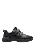Clarks Kids' Feather Shine Rip Tape Trainers, Black Leather