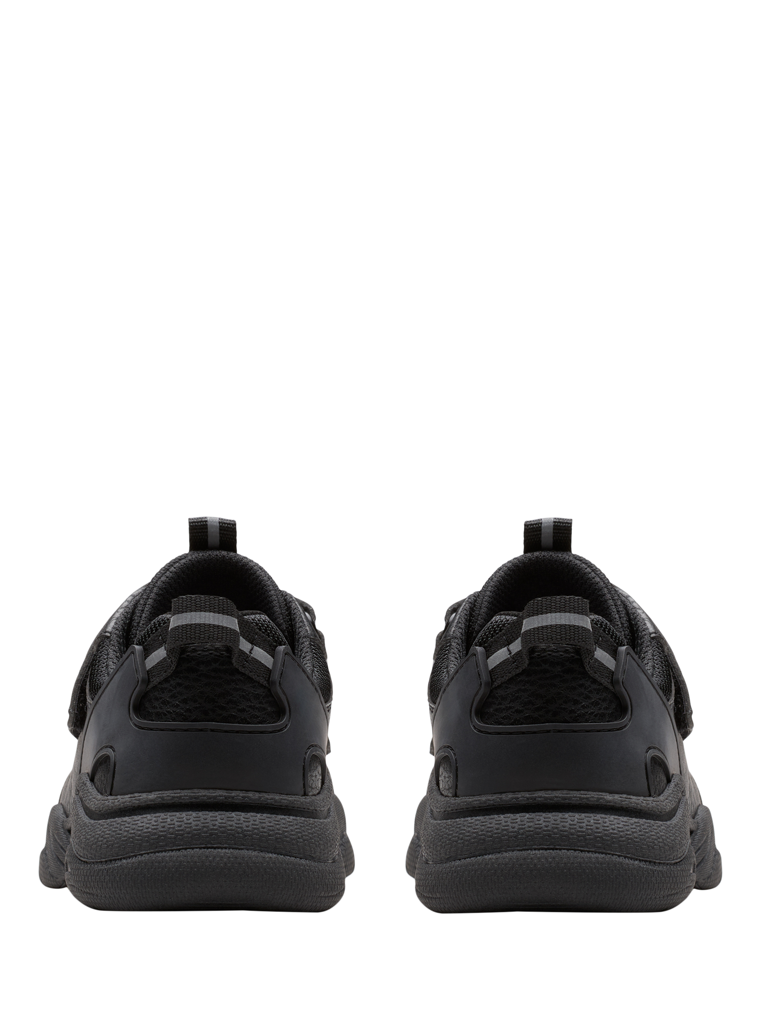 Product image 5 of 6, which shows Clarks Kids' Feather Shine Rip Tape Trainers, Black Leather, 9 F Jnr