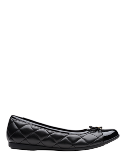 Clarks Kids' Dance Cap Y Quilted Ballet Pumps, Black Leather, Black Leather