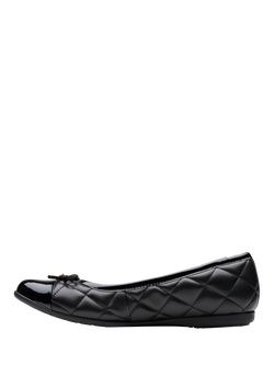 Clarks Kids' Dance Cap Y Quilted Ballet Pumps, Black Leather - view 2, Black Leather
