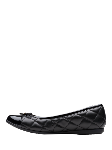 Clarks Kids' Dance Cap Y Quilted Ballet Pumps, Black Leather - view 2, Black Leather
