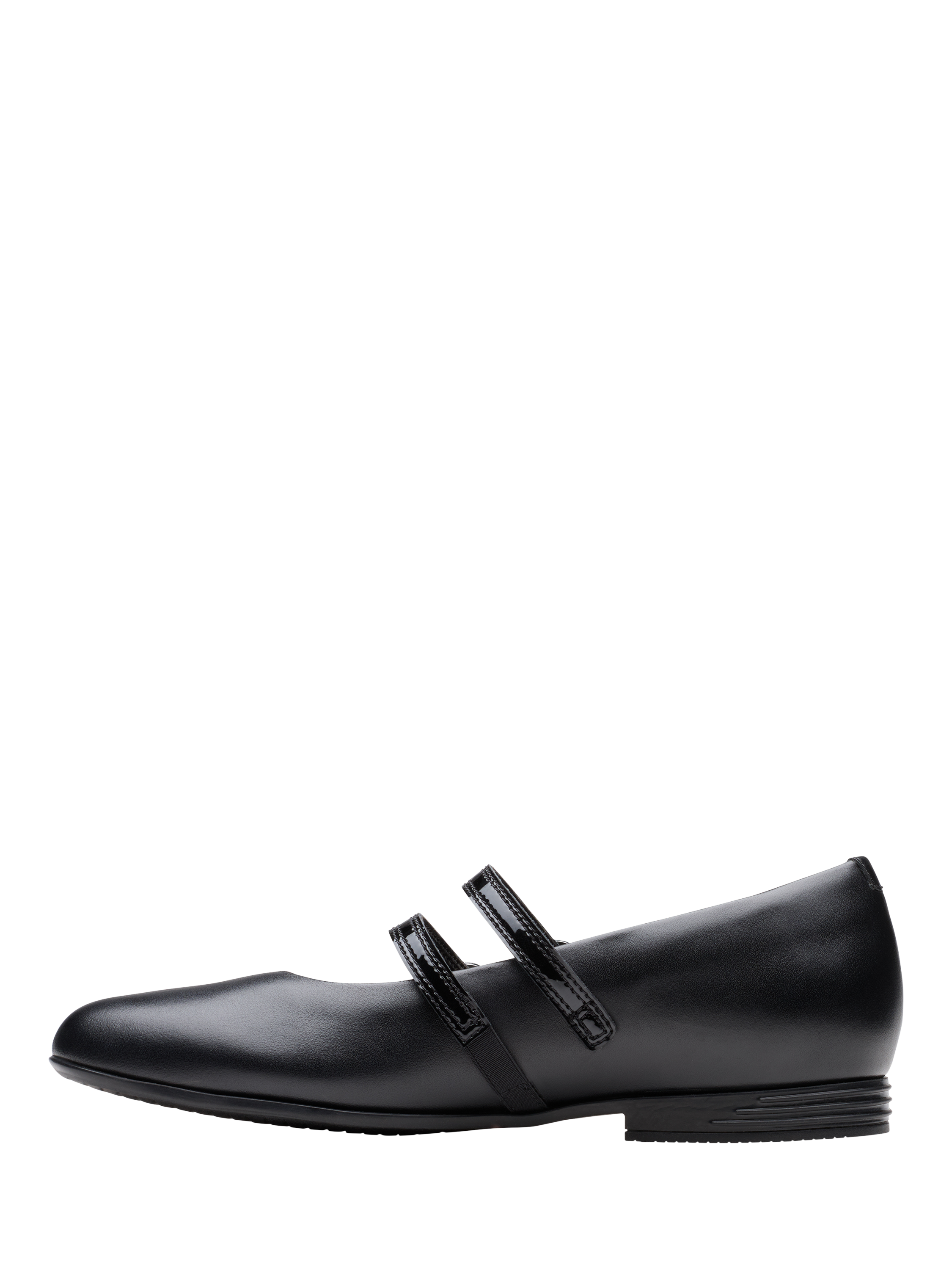 Product image 2 of 6, which shows Clarks Kids' Finja Bar Y Leather Riptape School Shoes, Black Leather, 3 F