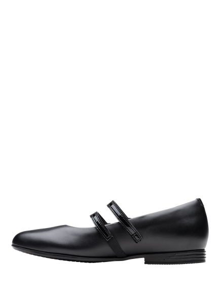 Clarks Kids' Finja Bar Y Leather Riptape School Shoes - view 2, Black Leather
