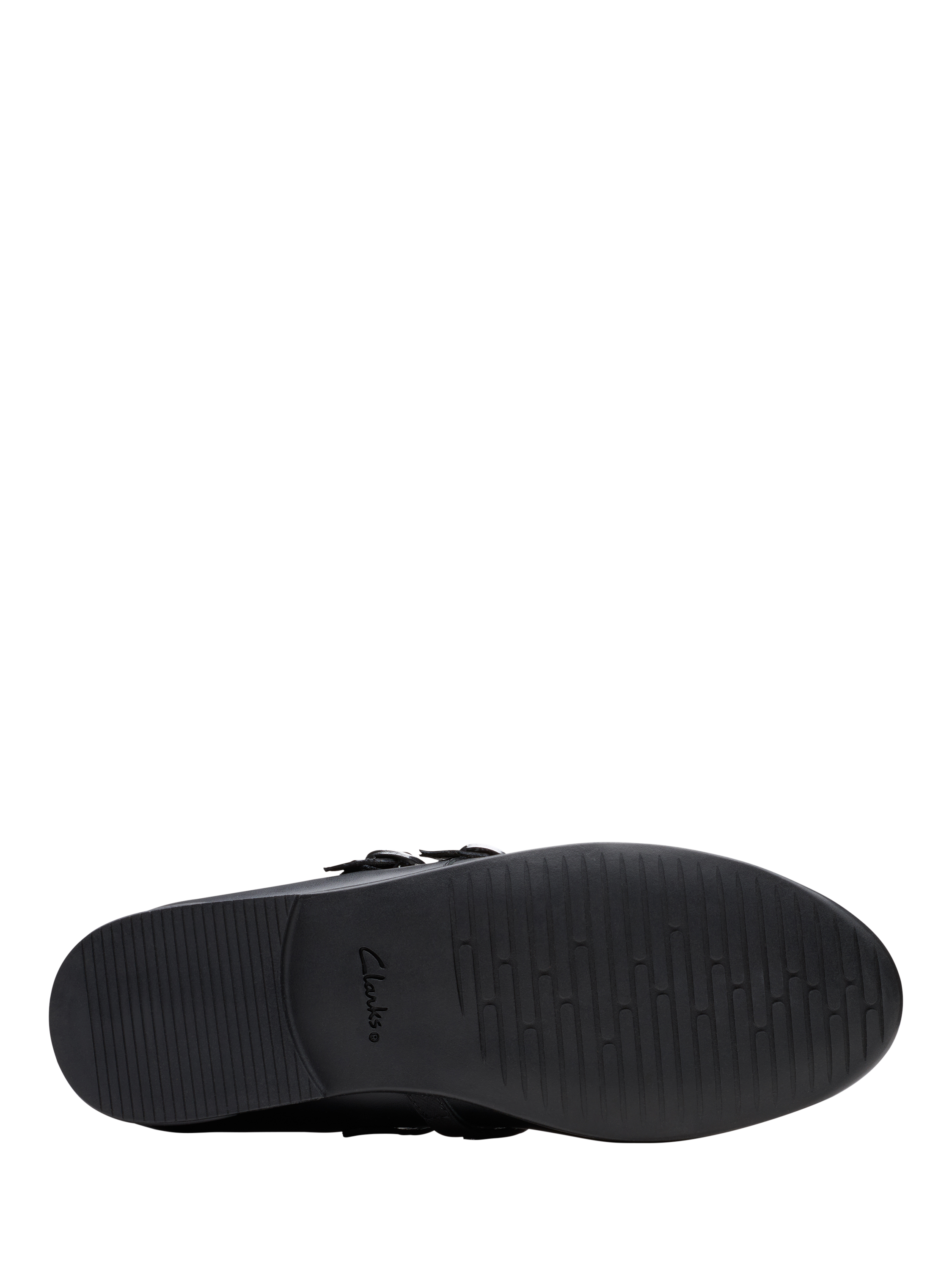 Product image 3 of 6, which shows Clarks Kids' Finja Bar Y Leather Riptape School Shoes, Black Leather, 3 F