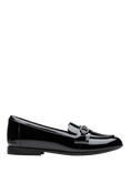 Clarks Kids' Finja Coated Leather Loafers, Black Patent