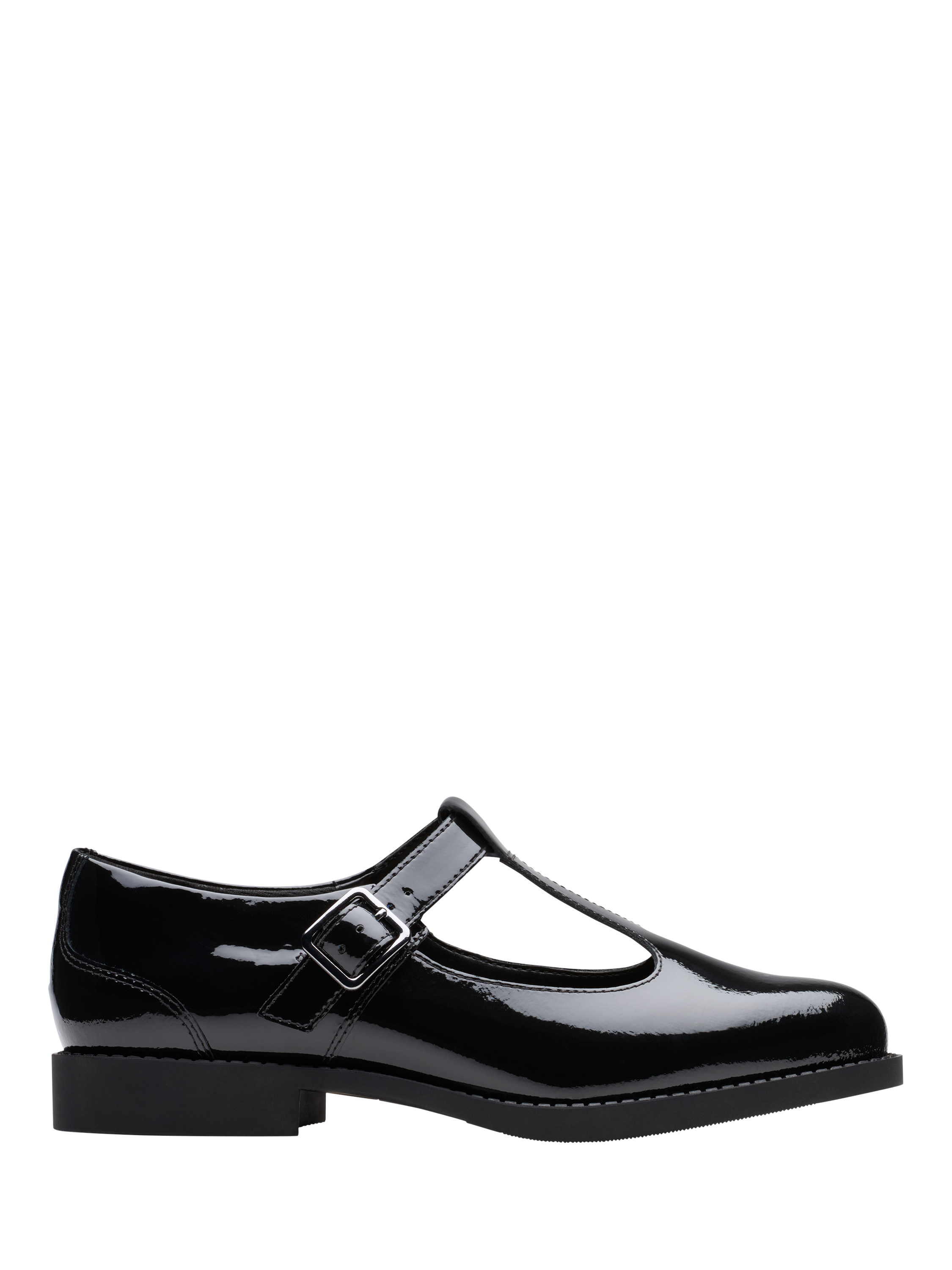 Product image 1 of 6, which shows Clarks Kids' Tapa Hope Y Buckle School Shoes, Black Patent, 3 F