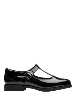 Clarks Kids' Tapa Hope Y Buckle School Shoes, Black Patent