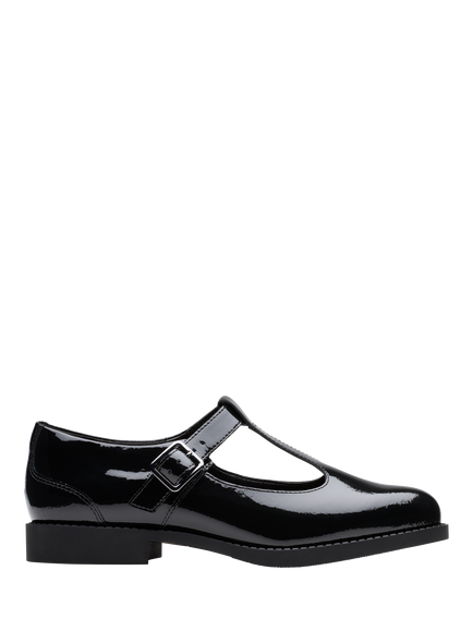 Clarks Kids' Tapa Hope Y Buckle School Shoes, Black Patent