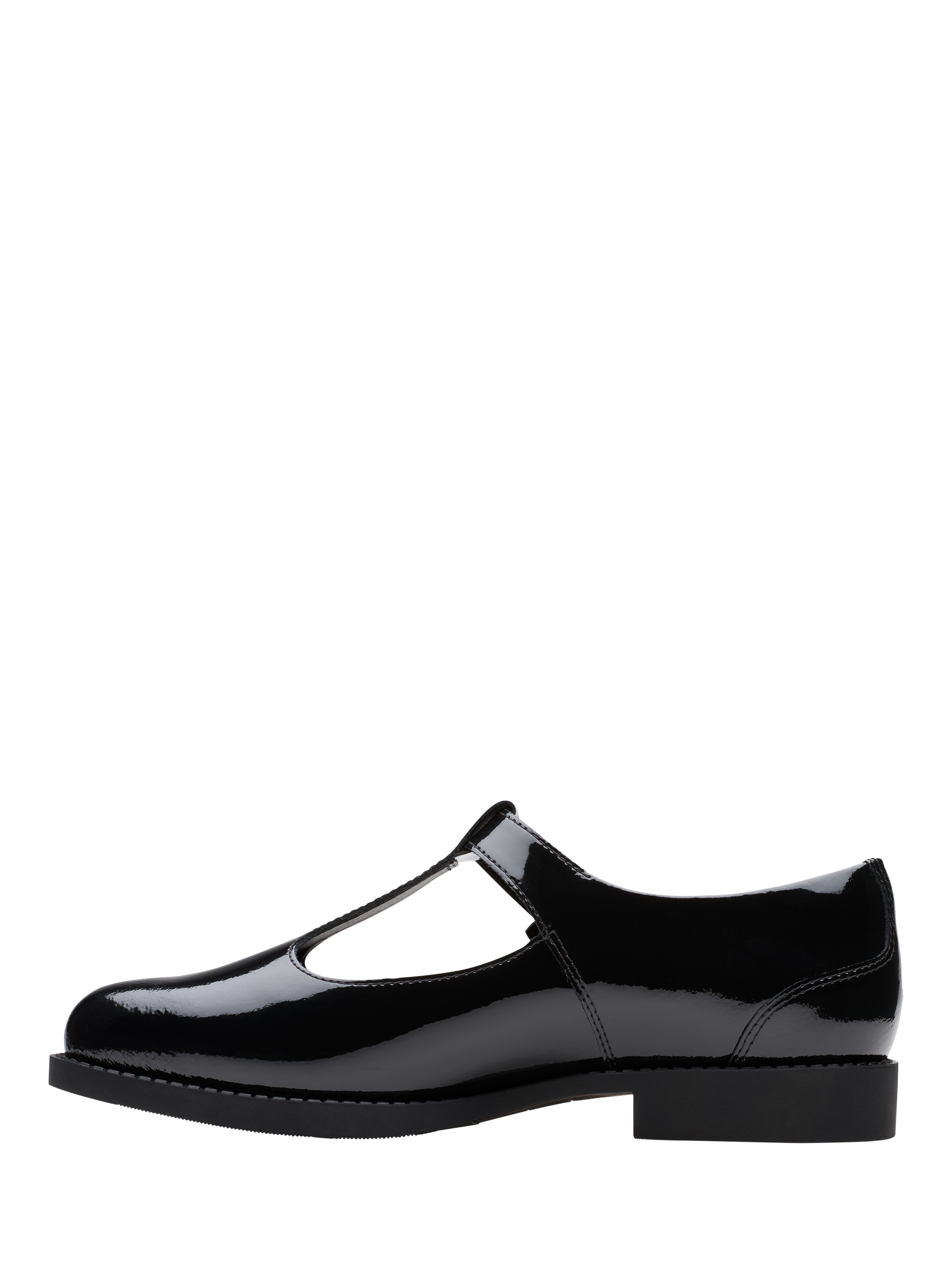 Product image 2 of 6, which shows Clarks Kids' Tapa Hope Y Buckle School Shoes, Black Patent, 3 F