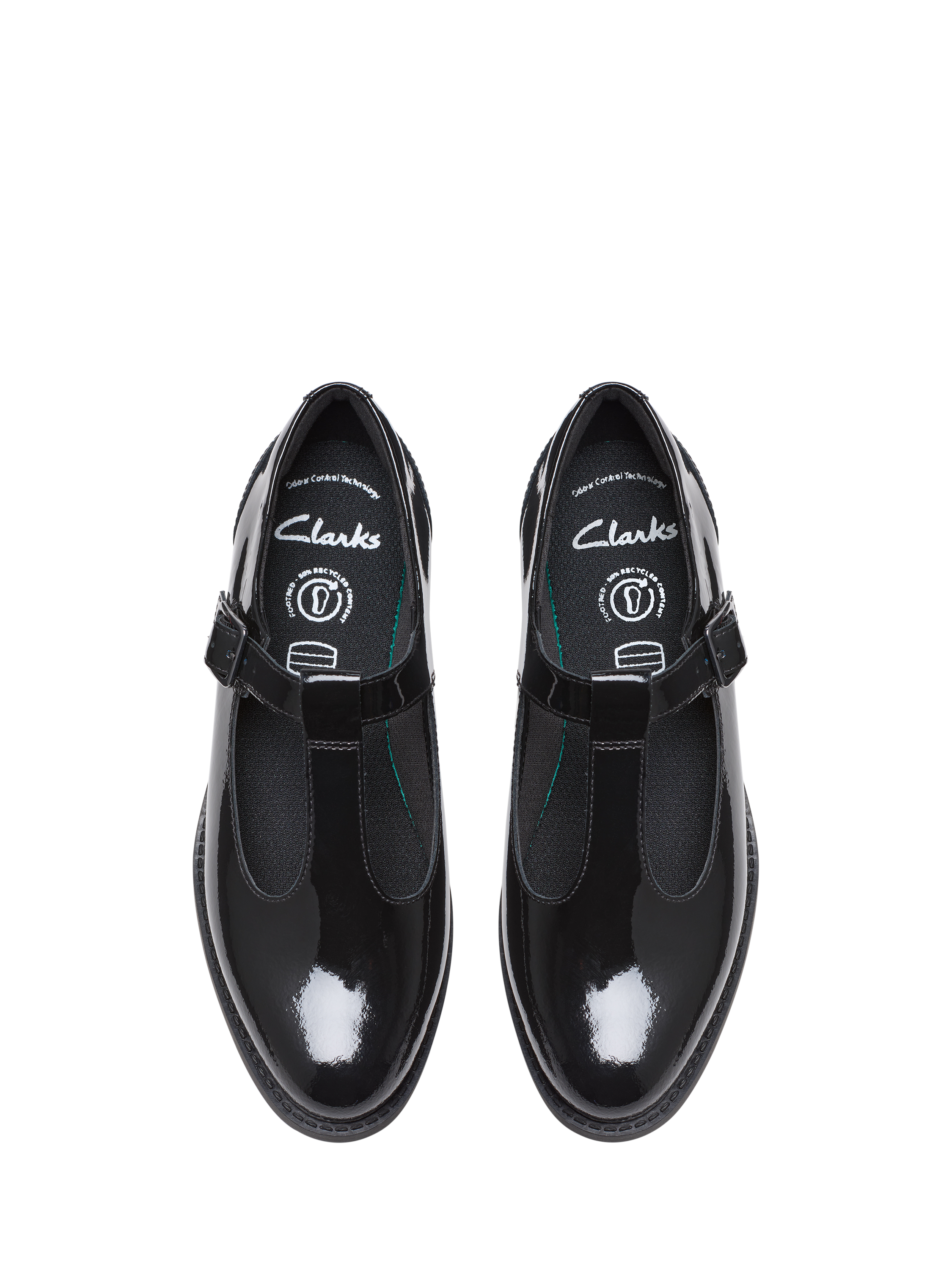 Product image 6 of 6, which shows Clarks Kids' Tapa Hope Y Buckle School Shoes, Black Patent, 3 F