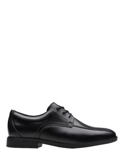 Clarks Kids' Jonwin Loop Youth Leather Shoes, Black Leather, Black Leather