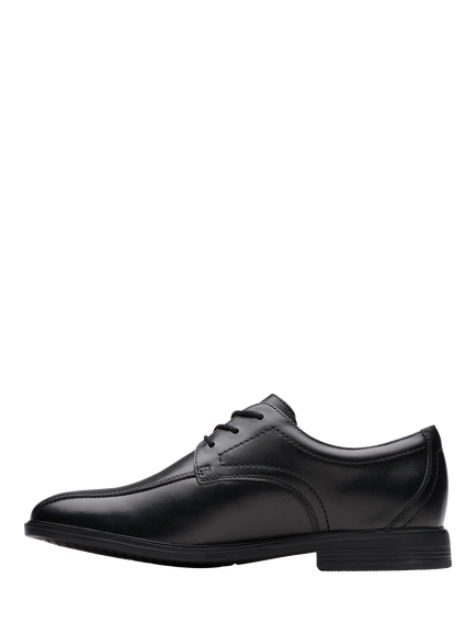 Clarks Kids' Jonwin Loop Youth Leather Shoes, Black Leather - view 2, Black Leather