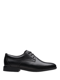 Clarks Kids' Jonwin Step Youth Shoes, Black Leather, Black Leather