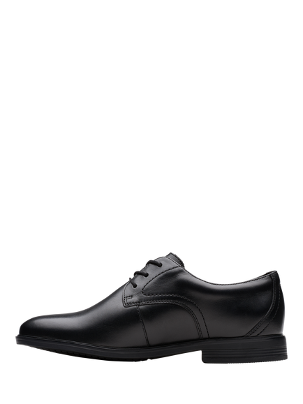 Clarks Kids' Jonwin Step Youth Shoes, Black Leather - view 2, Black Leather