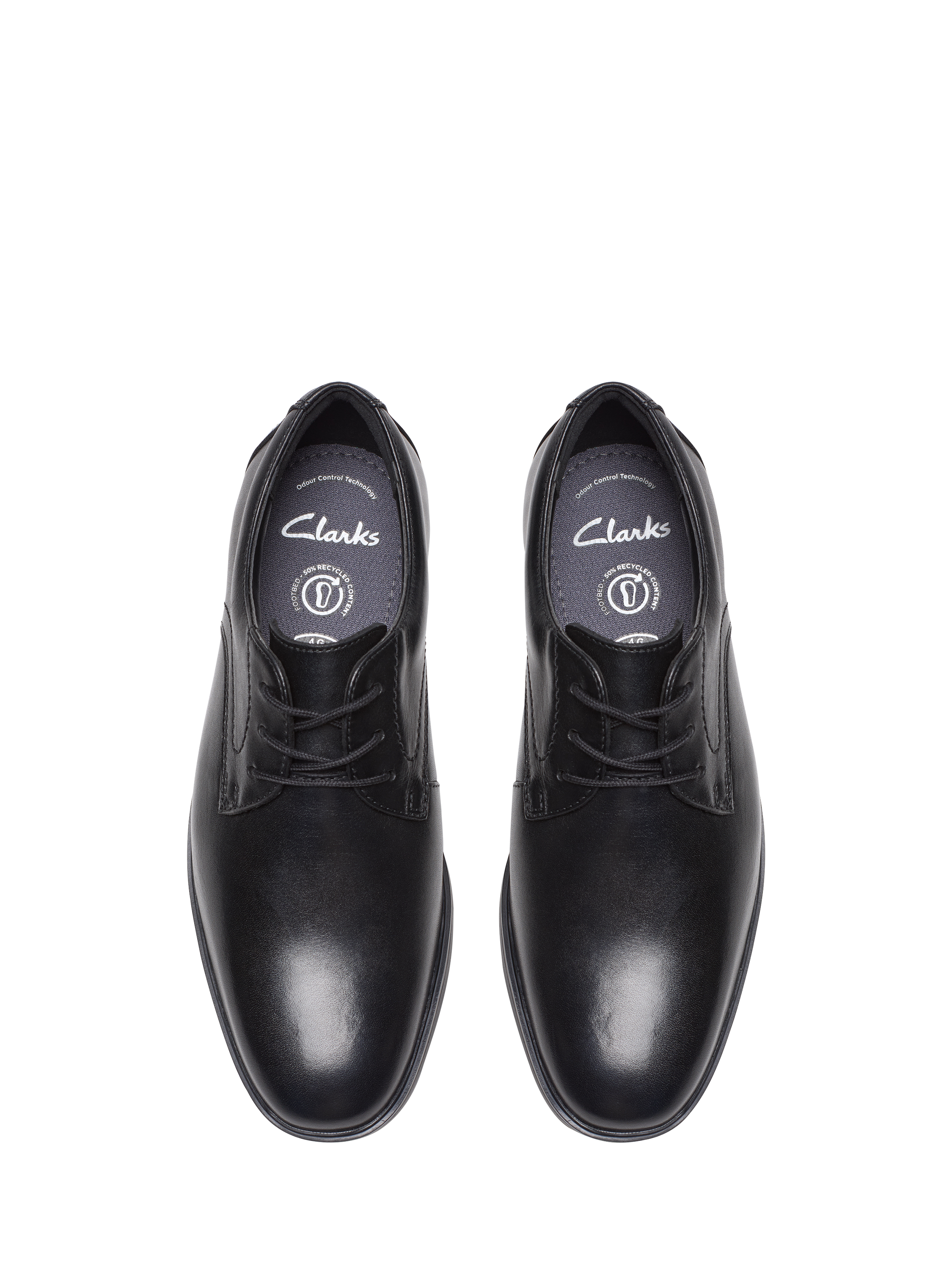 Product image 6 of 6, which shows Clarks Kids' Jonwin Step Youth Shoes, Black Leather, 3 F