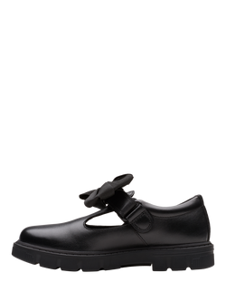 Clarks Leather Lorcam Hope K Bow Shoes, Black Leather - view 2, Black Leather