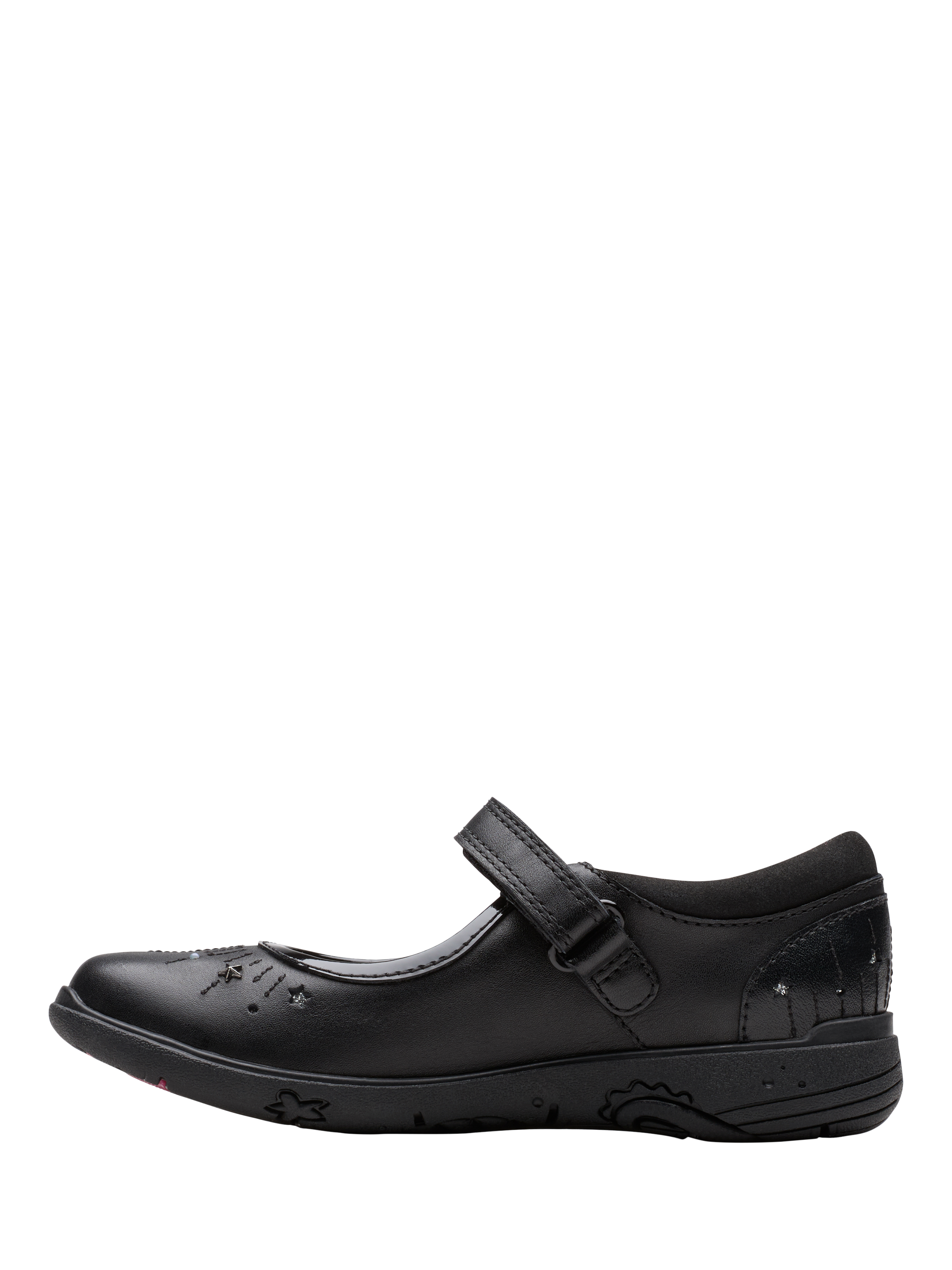 Product image 2 of 6, which shows Clarks Kids' Relda Wish Leather Unicorn Shoes, Black Leather, 13 E Jnr