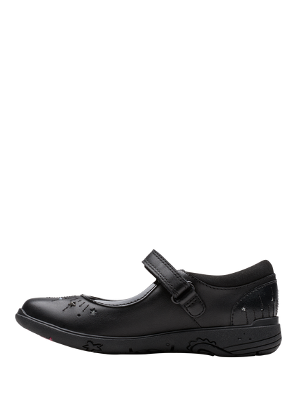 Clarks Kids' Relda Wish Leather Unicorn Shoes, Black Leather - view 2, Black Leather
