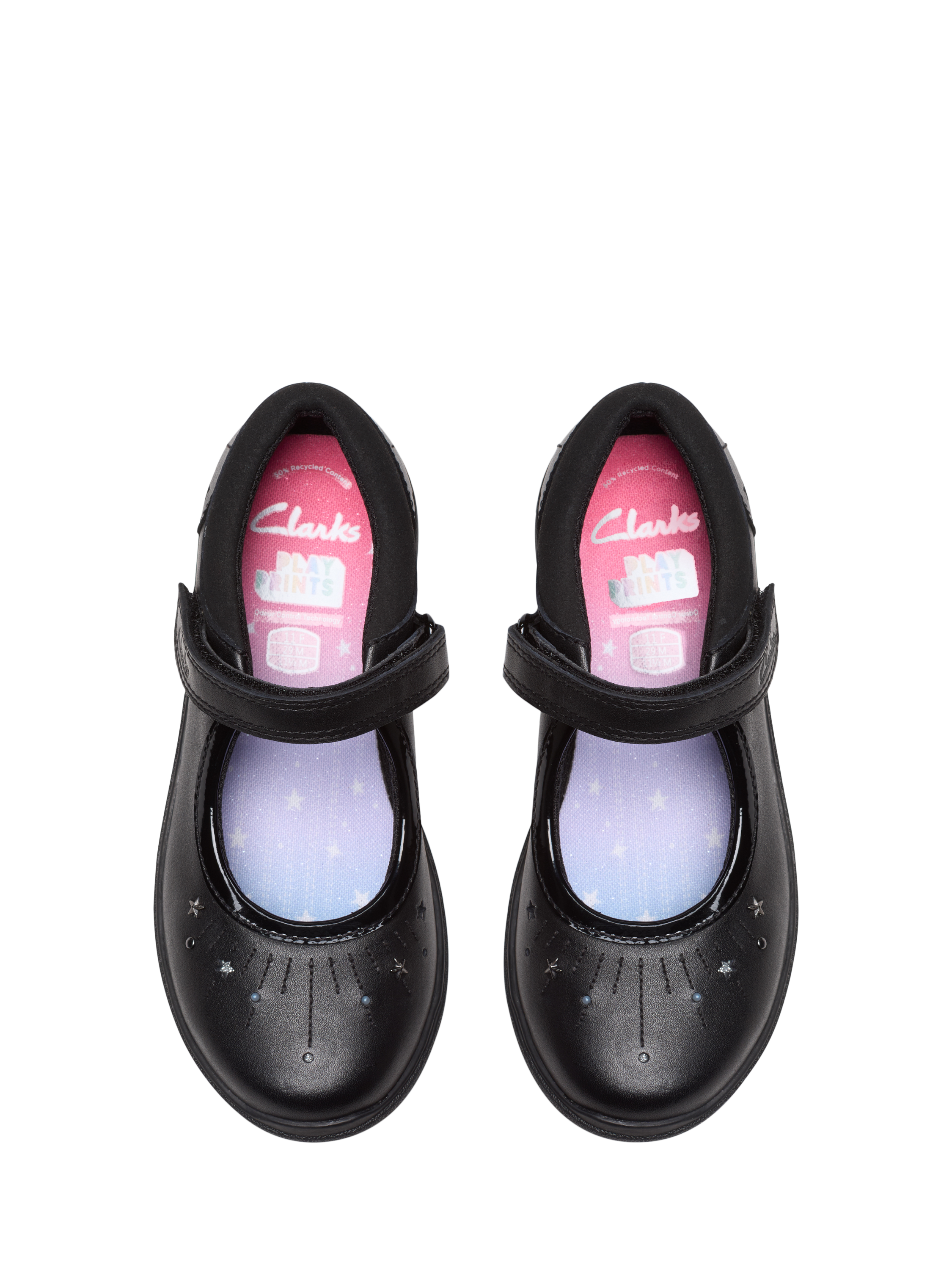 Product image 6 of 6, which shows Clarks Kids' Relda Wish Leather Unicorn Shoes, Black Leather, 13 E Jnr
