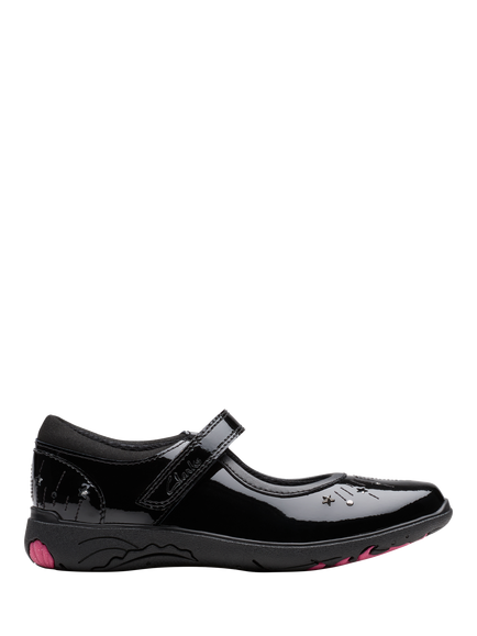 Clarks Kids' Relda Wish Leather Shoes, Black Patent, Black Patent