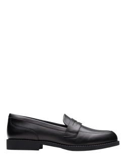 Clarks Kids' Tapa Edge Youth Leather Loafers, Black Leather, Black Leather
