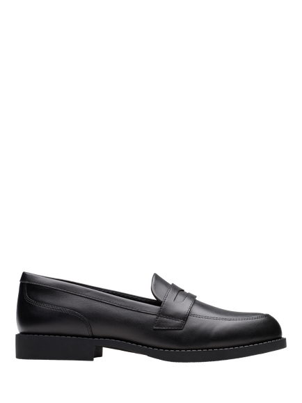 Clarks Kids' Tapa Edge Youth Leather Loafers, Black Leather, Black Leather