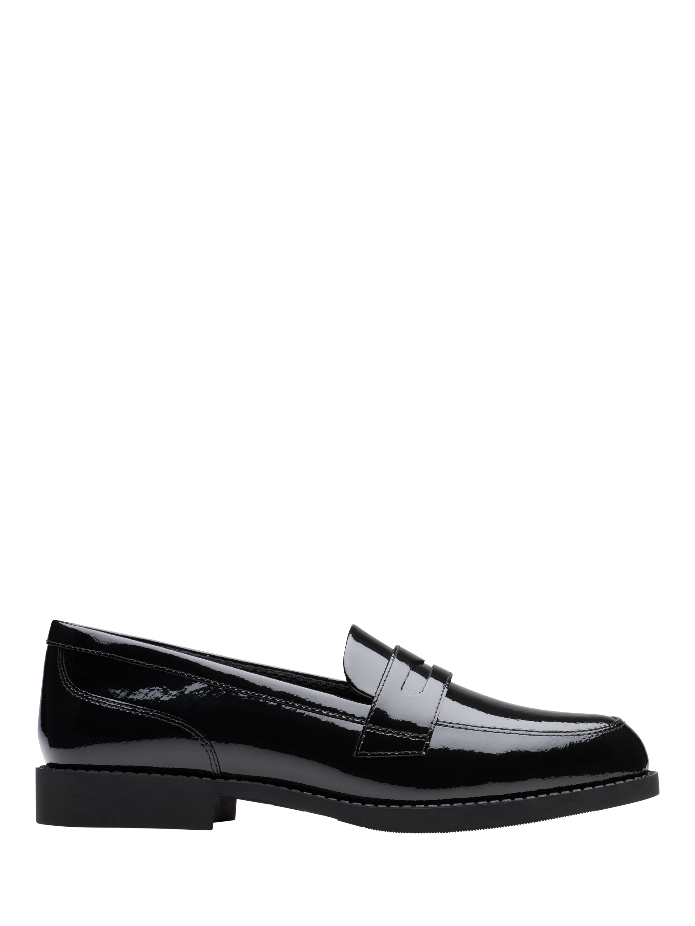 Product image 1 of 6, which shows Clarks Kids' Tapa Edge Leather Loafers, Black Patent, 3 F