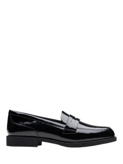 Clarks Kids' Tapa Edge Leather Loafers, Black Patent, Black Patent