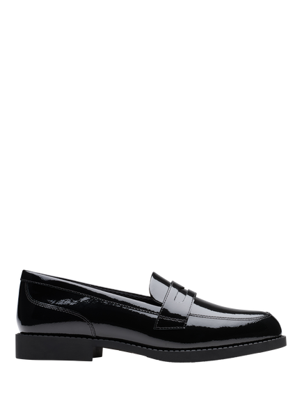 Clarks Kids' Tapa Edge Leather Loafers, Black Patent, Black Patent