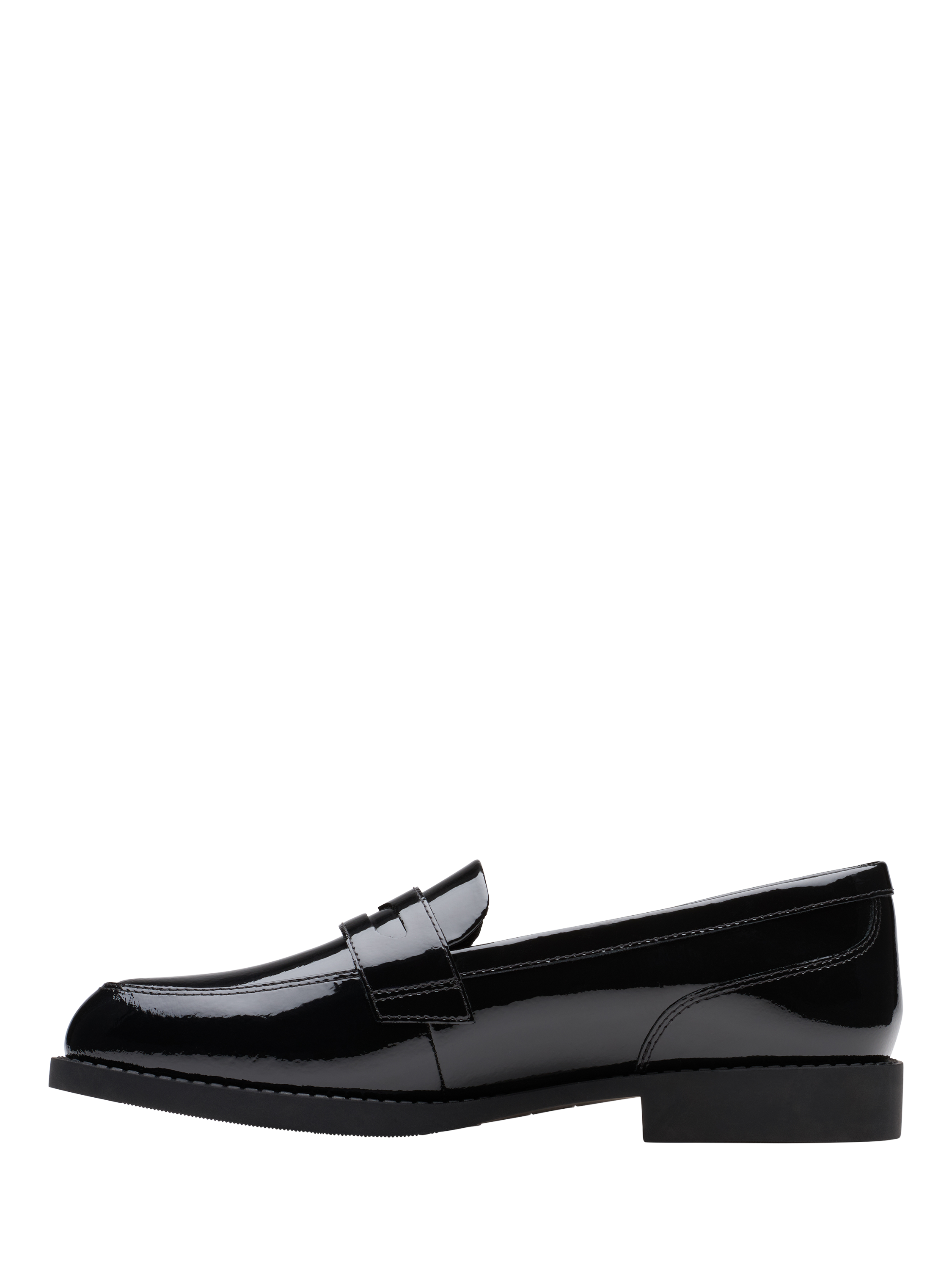 Product image 2 of 6, which shows Clarks Kids' Tapa Edge Leather Loafers, Black Patent, 3 F