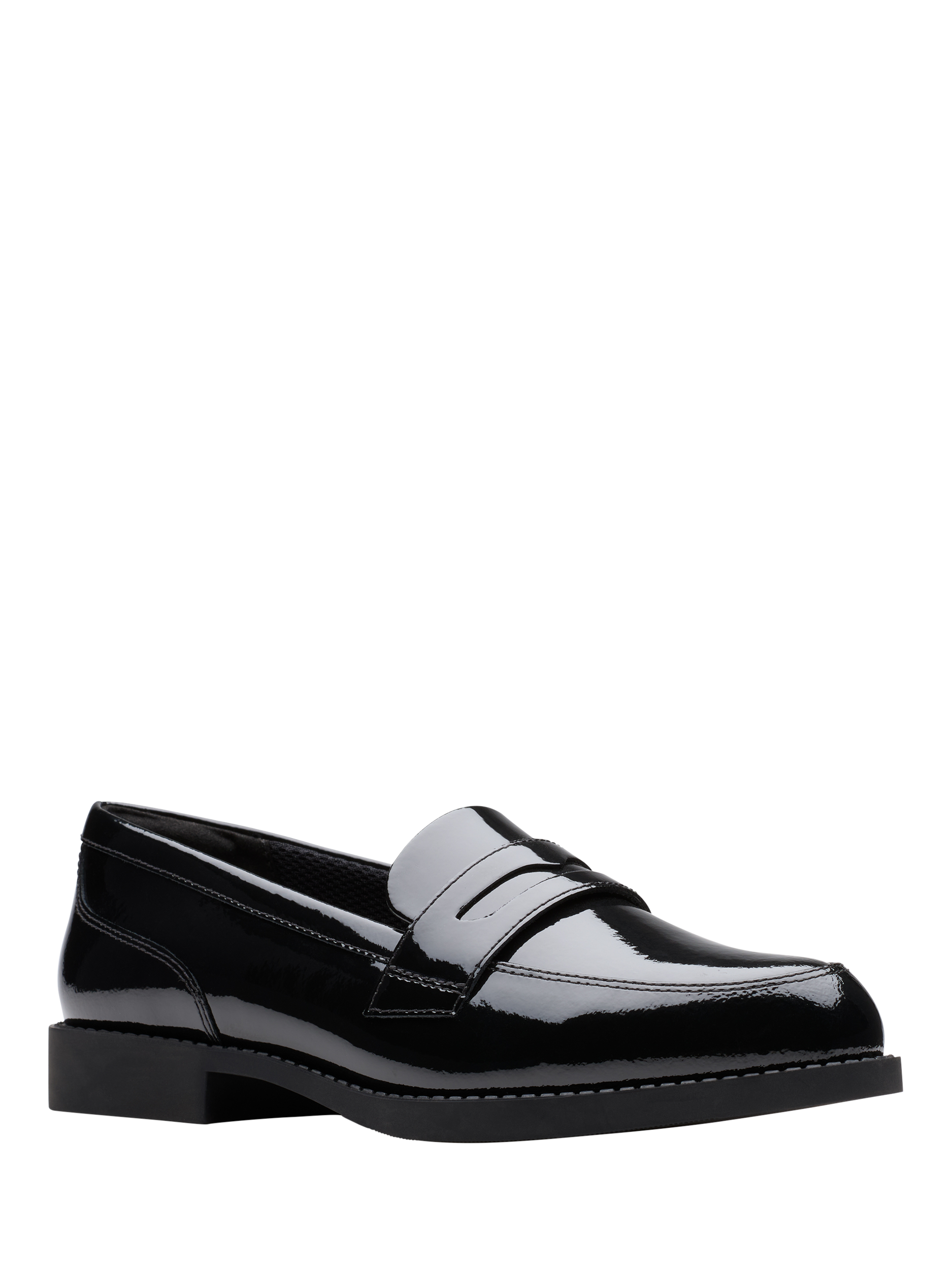 Product image 4 of 6, which shows Clarks Kids' Tapa Edge Leather Loafers, Black Patent, 3 F