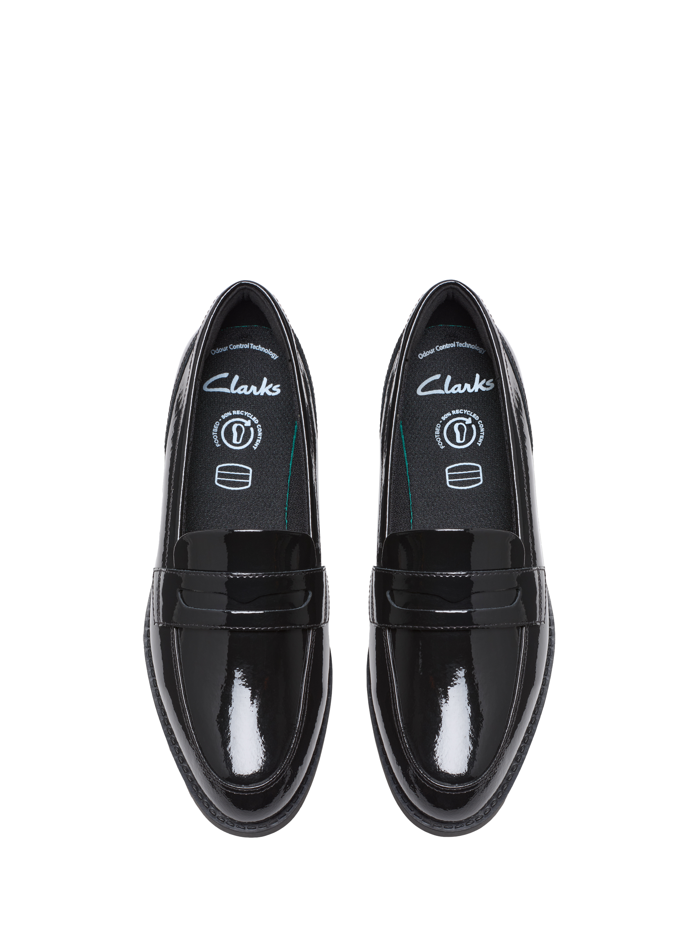 Product image 6 of 6, which shows Clarks Kids' Tapa Edge Leather Loafers, Black Patent, 3 F