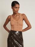 Reiss Atelier Adaline Knit Bodysuit, Mid Brown