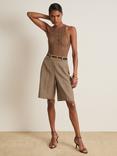 Reiss Atelier High Neck Bodysuit, Taupe