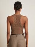 Reiss Atelier High Neck Bodysuit, Taupe