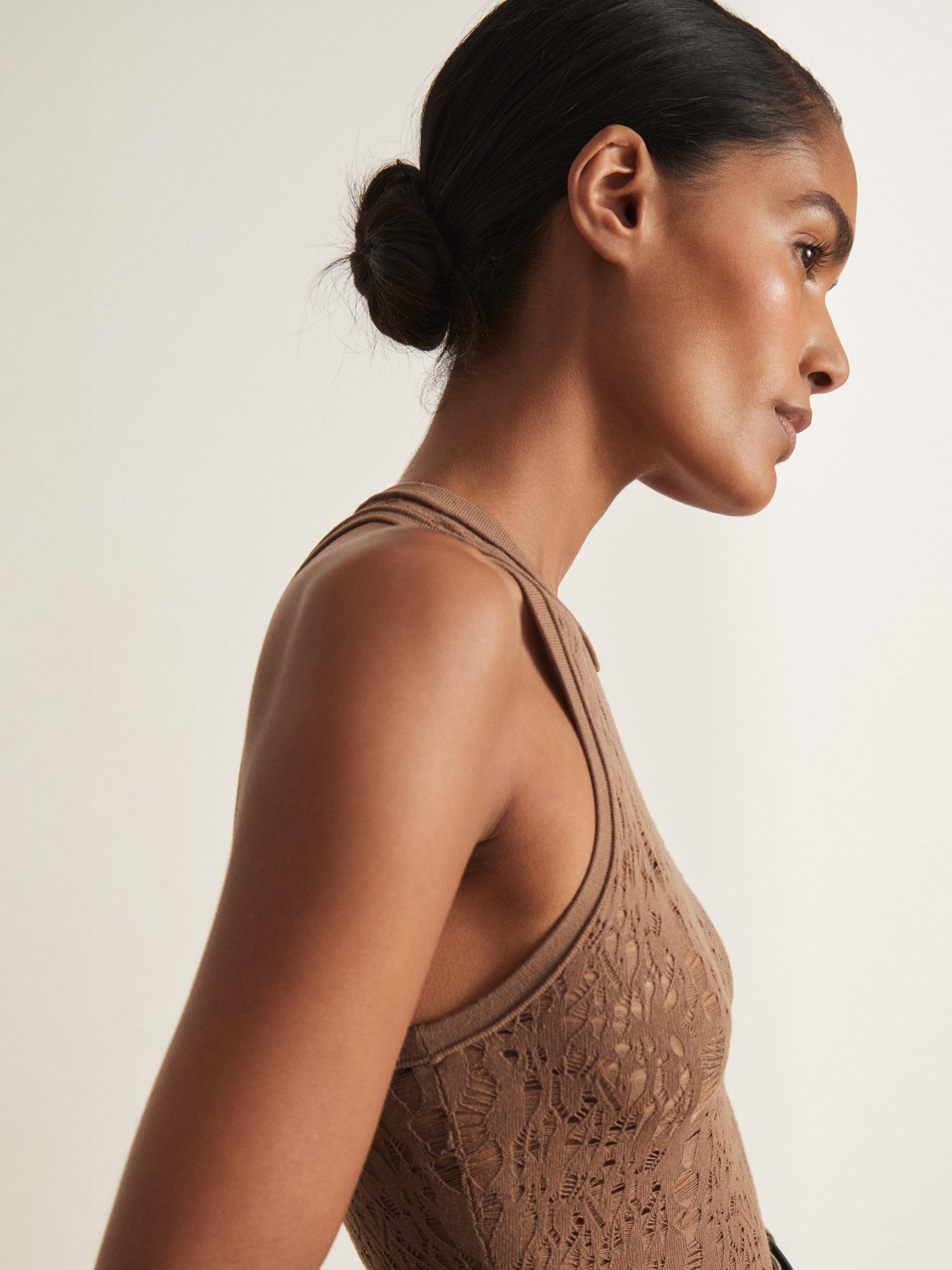 Product image 5 of 5, which shows Reiss Atelier High Neck Bodysuit, Taupe, S
