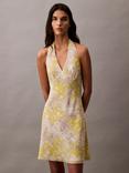 Calvin Klein Printed Crepe Georgette Halter Neck Dress