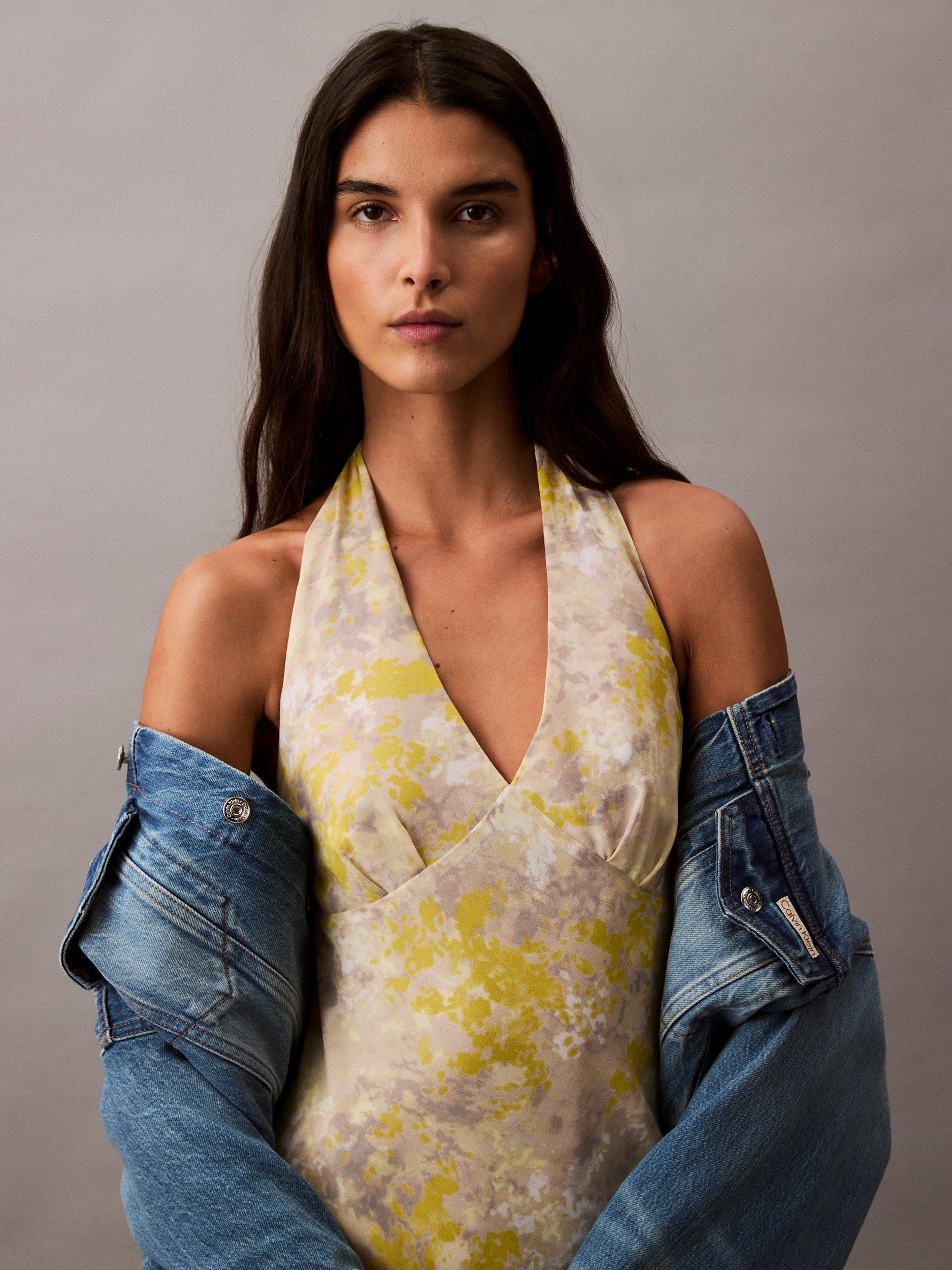 sachin and babi light blue dress Thousand Sunsets Deep V Halter Dress – AlyandJoshua main image 1